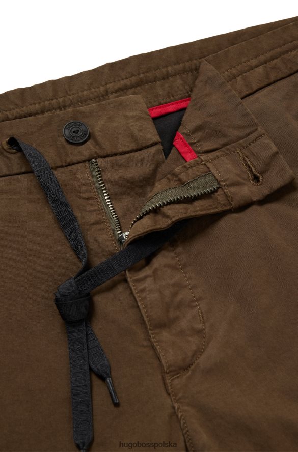 Hugo Boss Hugo Chinosy o wąskim kroju z mankietami i ciemnozieloną gabardyną z elastycznej bawełny ciemnozielony R0X0H62693