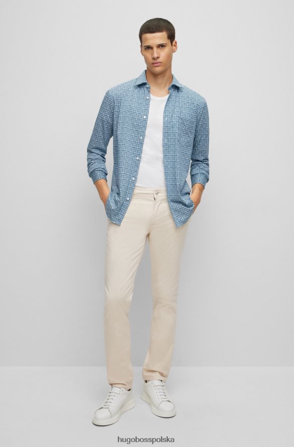 Hugo Boss Hugo białe spodnie slim-fit z elastycznej satyny bawełnianej biały R0X0H6961