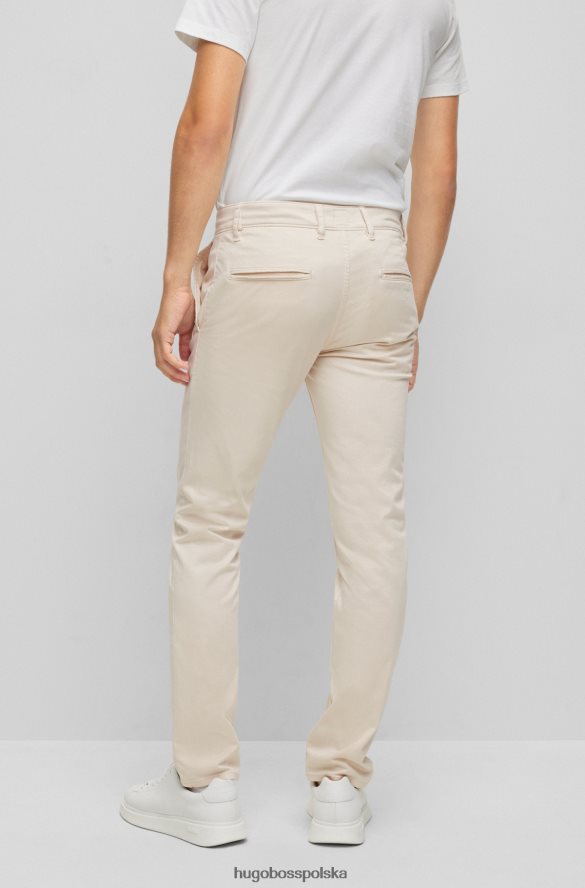 Hugo Boss Hugo białe spodnie slim-fit z elastycznej satyny bawełnianej biały R0X0H6961