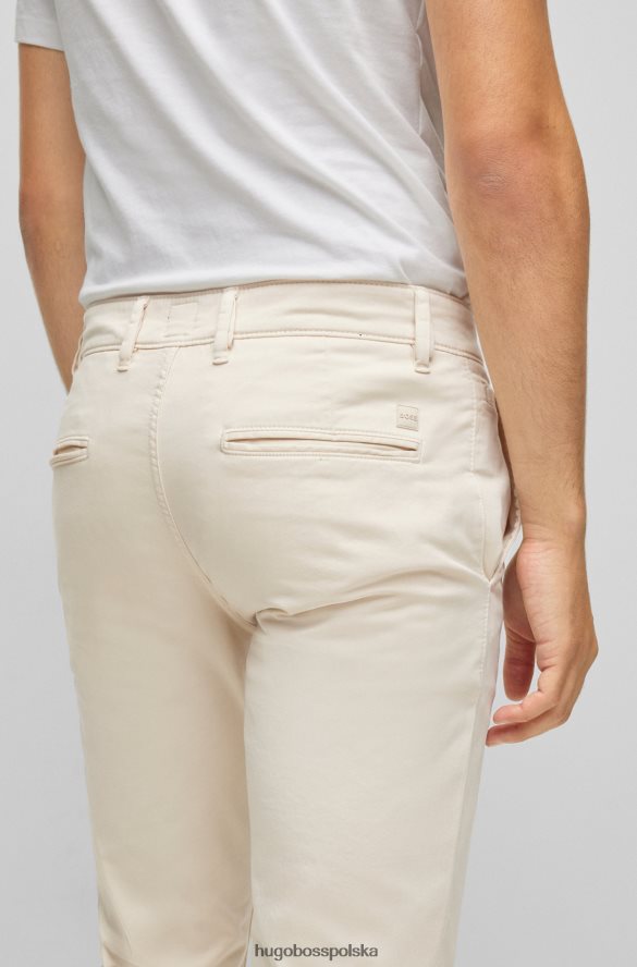 Hugo Boss Hugo białe spodnie slim-fit z elastycznej satyny bawełnianej biały R0X0H6961