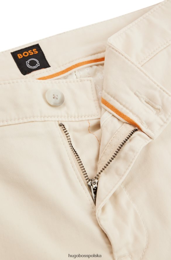 Hugo Boss Hugo białe spodnie slim-fit z elastycznej satyny bawełnianej biały R0X0H6961