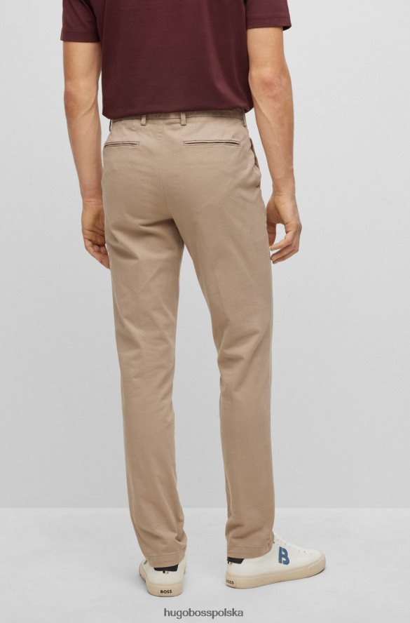 Hugo Boss Hugo jasnobeżowe chinosy slim-fit z gabardyny z elastycznej bawełny jasny beż R0X0H62929
