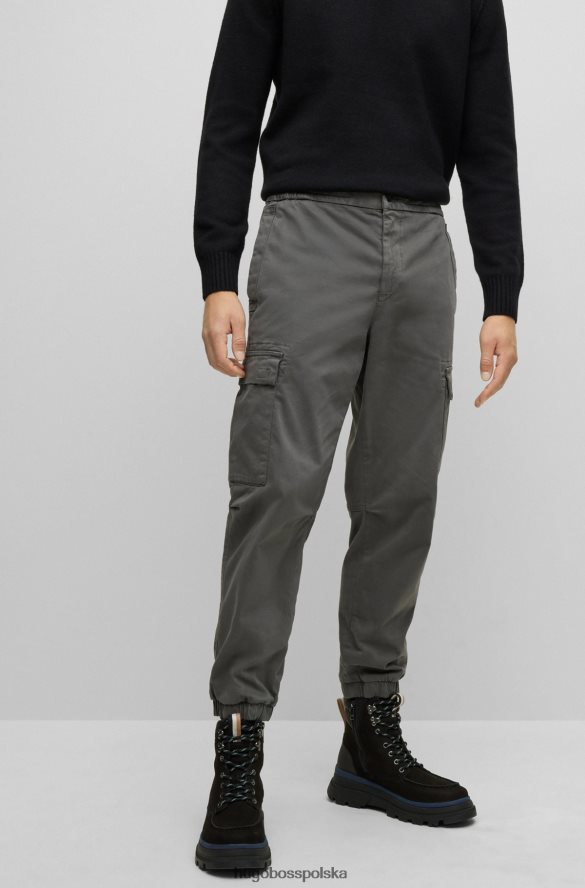 Hugo Boss Hugo spodnie cargo o swobodnym kroju z elastycznej bawełny w kolorze ciemnoszarym ciemno szary R0X0H6950