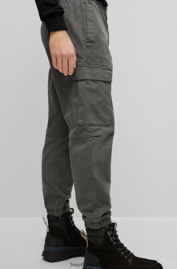 Hugo Boss Hugo spodnie cargo o swobodnym kroju z elastycznej bawełny w kolorze ciemnoszarym ciemno szary R0X0H6950