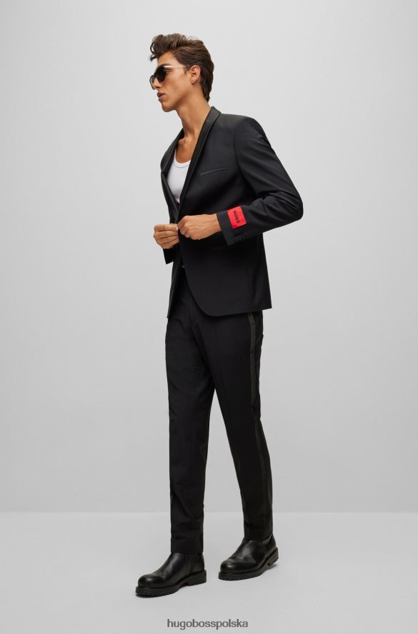 Hugo Boss Hugo wyjątkowo dopasowane spodnie smokingowe z super elastycznego materiału w kolorze czarnym czarny R0X0H62271