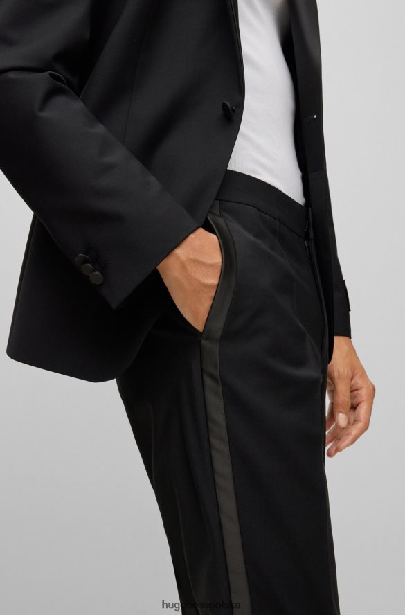 Hugo Boss Hugo wyjątkowo dopasowane spodnie smokingowe z super elastycznego materiału w kolorze czarnym czarny R0X0H62271