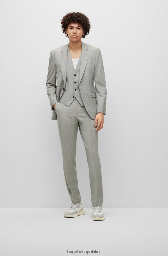 Hugo Boss Spodnie hugo o regularnym kroju z szarej wzorzystej mieszanki zawierającej rozciągliwą wełnę szary R0X0H64394