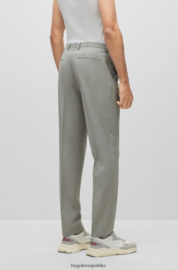 Hugo Boss Spodnie hugo o regularnym kroju z szarej wzorzystej mieszanki zawierającej rozciągliwą wełnę szary R0X0H64394