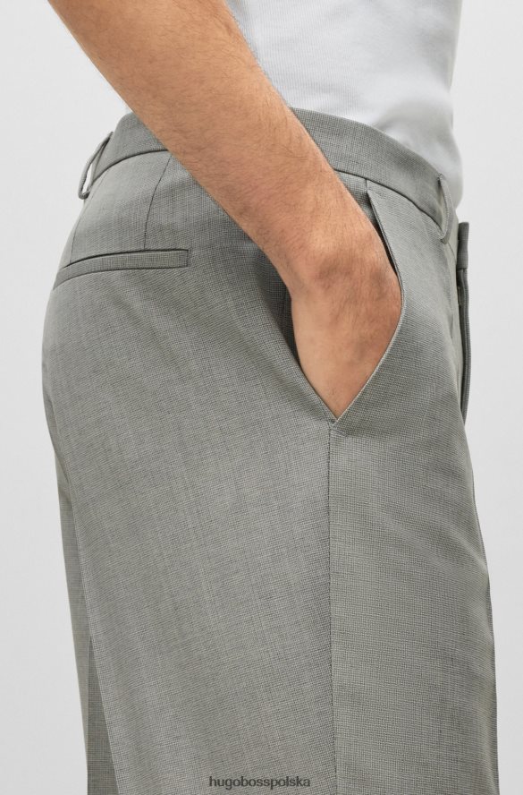 Hugo Boss Spodnie hugo o regularnym kroju z szarej wzorzystej mieszanki zawierającej rozciągliwą wełnę szary R0X0H64394