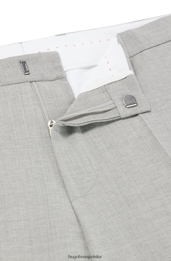 Hugo Boss Spodnie hugo o regularnym kroju z szarej wzorzystej mieszanki zawierającej rozciągliwą wełnę szary R0X0H64394