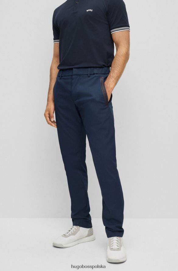 Hugo Boss Spodnie hugo slim-fit w ciemnoniebieskim kolorze Dobby z domieszką bawełny ciemny niebieski R0X0H62758