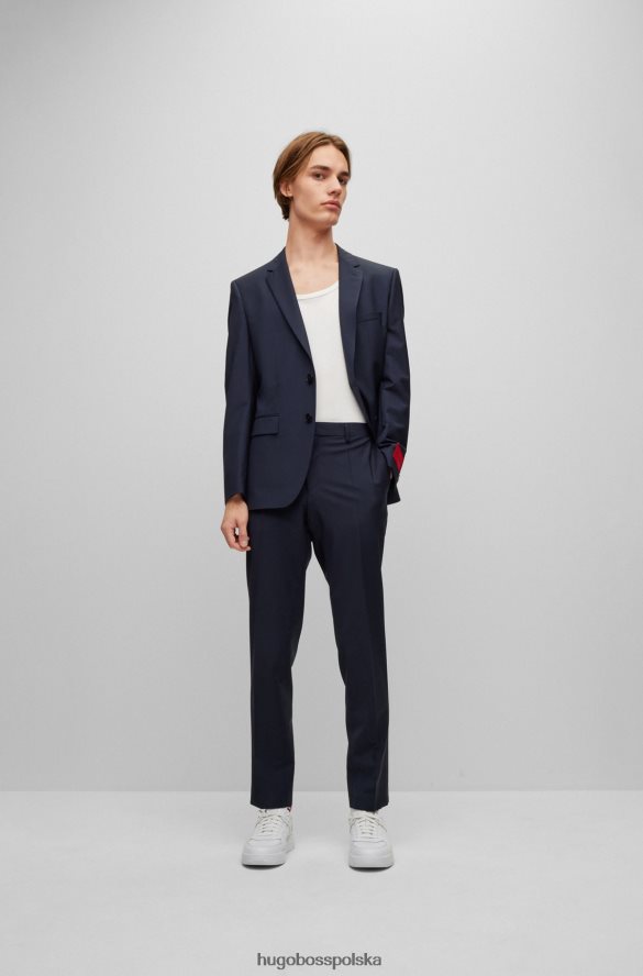 Hugo Boss Spodnie hugo slim fit z ciemnoniebieskiego materiału bi-stretch ciemny niebieski R0X0H61795