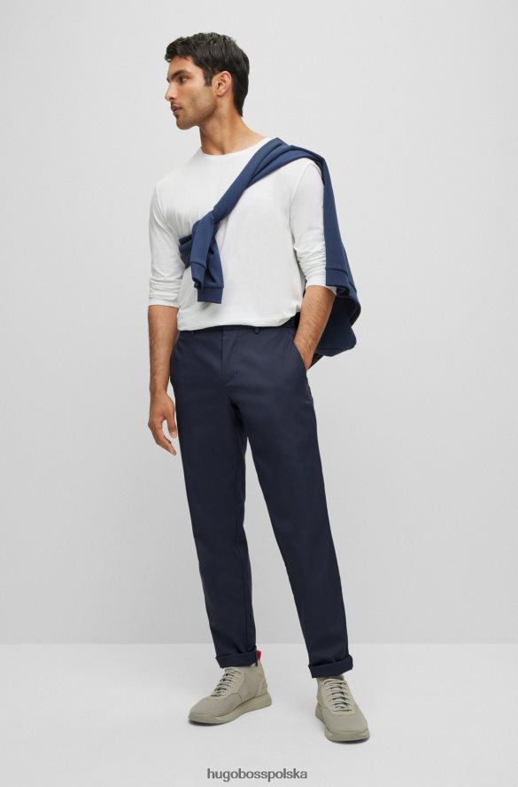 Hugo Boss Spodnie hugo slim-fit z ciemnoniebieskiego wodoodpornego diagonalu ciemny niebieski R0X0H62196