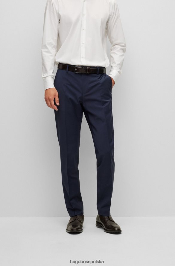 Hugo Boss Spodnie hugo slim fit z ciemnoniebieskiej mieszanki zawierającej dziewiczą wełnę ciemny niebieski R0X0H63353