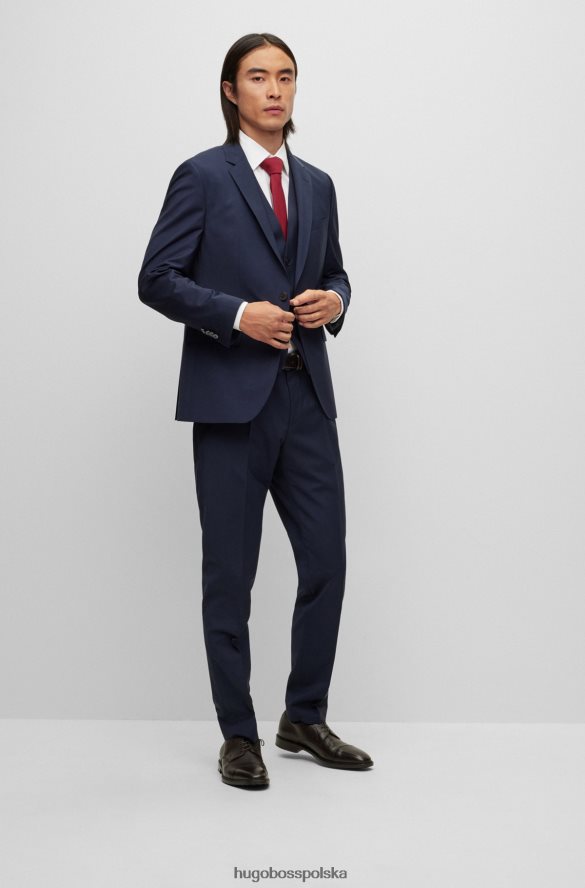 Hugo Boss Spodnie hugo slim fit z ciemnoniebieskiej mieszanki zawierającej dziewiczą wełnę ciemny niebieski R0X0H63353
