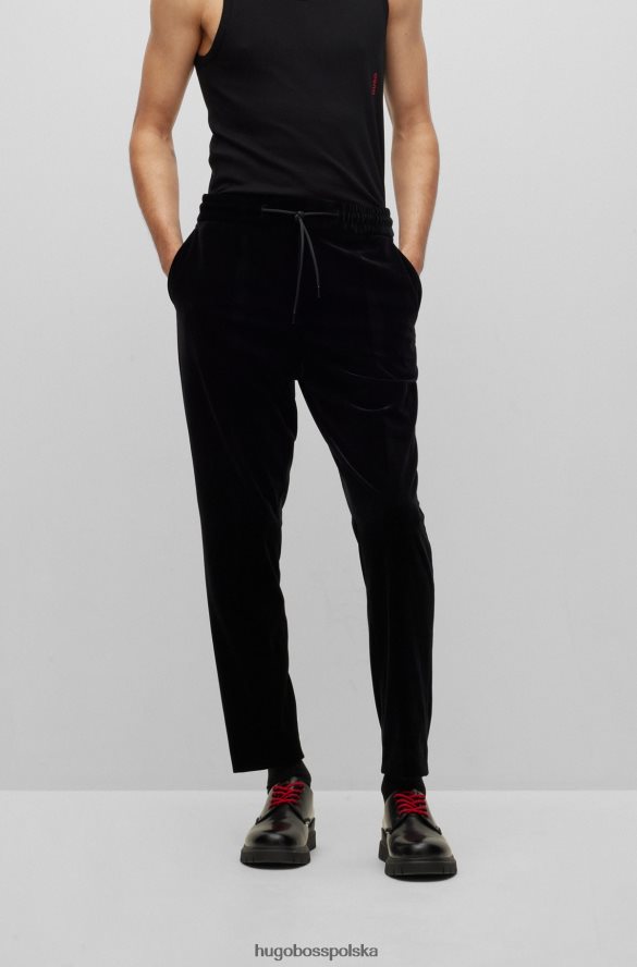 Hugo Boss Spodnie hugo slim-fit z elastycznego, aksamitnego czarnego materiału czarny R0X0H63117