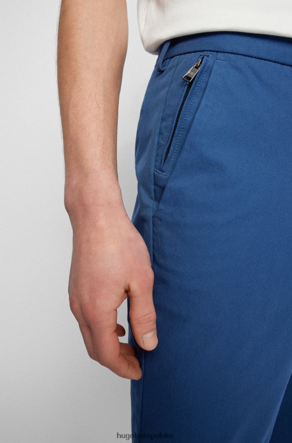 Hugo Boss Spodnie o dopasowanym kroju z zakładkami z przodu, z mieszanki bawełny w kolorze hugo blue niebieski R0X0H62554