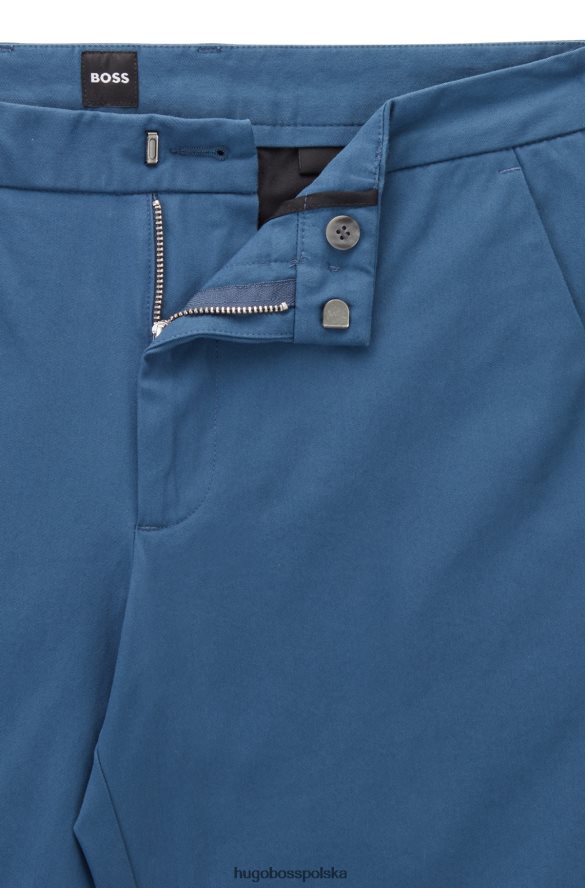 Hugo Boss Spodnie o dopasowanym kroju z zakładkami z przodu, z mieszanki bawełny w kolorze hugo blue niebieski R0X0H62554