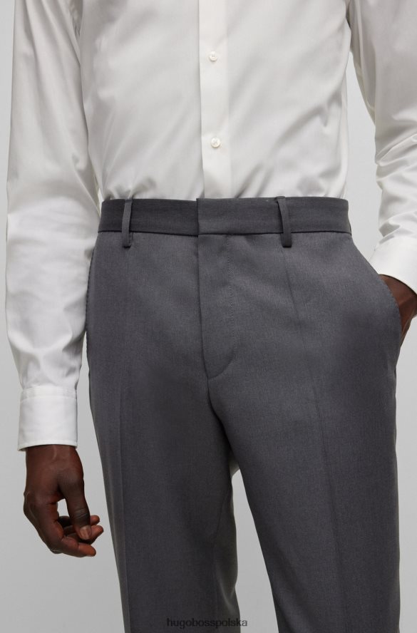 Hugo Boss Spodnie o regularnym kroju z ciemnoszarej wełny hugo z dziewiczej wełny ciemno szary R0X0H62007