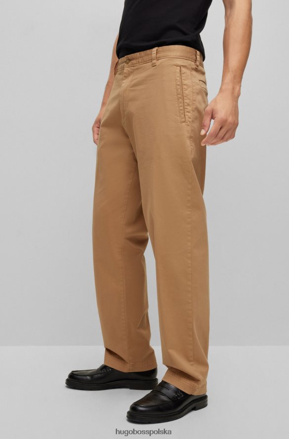 Hugo Boss Spodnie o regularnym kroju z elastycznej bawełny w kolorze beżowym hugo beżowy R0X0H64249