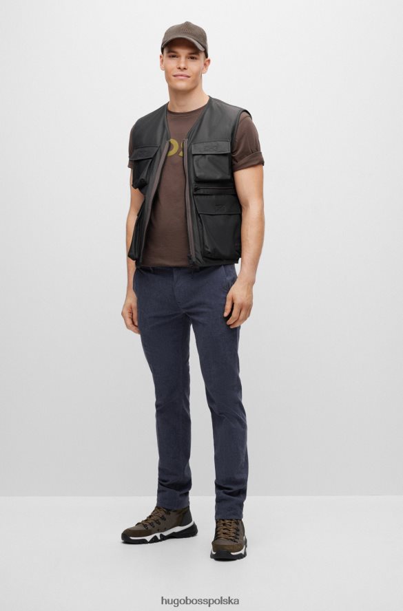Hugo Boss Spodnie slim-fit z elastycznej bawełny o diagonalnym splocie hugo w kolorze ciemnoniebieskim ciemny niebieski R0X0H61387