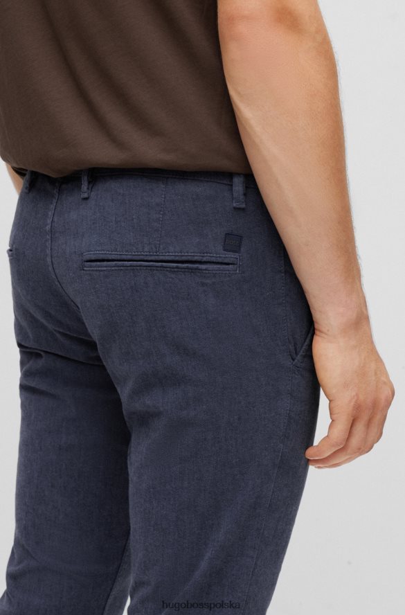 Hugo Boss Spodnie slim-fit z elastycznej bawełny o diagonalnym splocie hugo w kolorze ciemnoniebieskim ciemny niebieski R0X0H61387