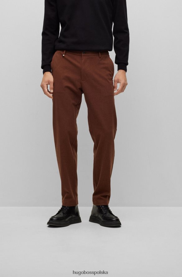 Hugo Boss Spodnie slim-fit z elastycznej tkaniny w mikrowzorzysty kolor brązowy hugo brązowy R0X0H6993