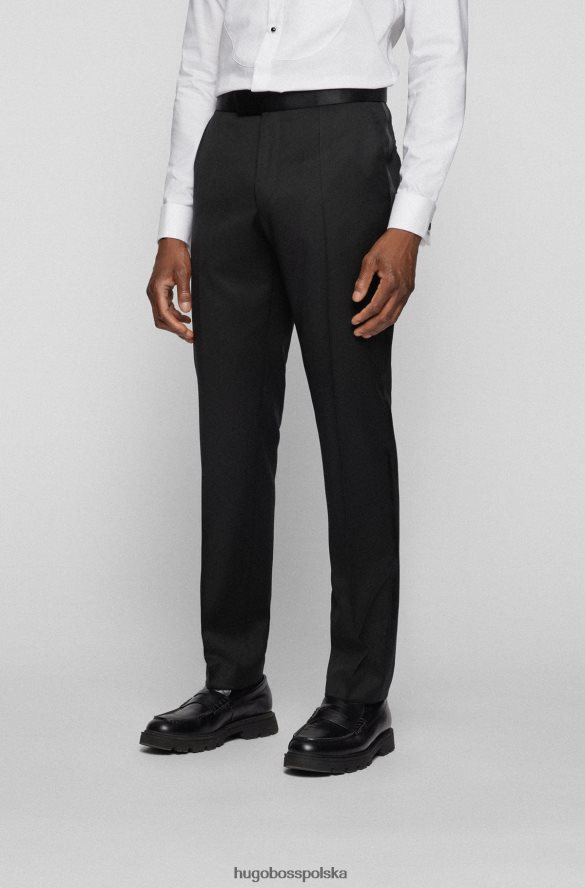 Hugo Boss Spodnie smokingowe o regularnym kroju z czystej wełny serge black hugo czarny R0X0H62351