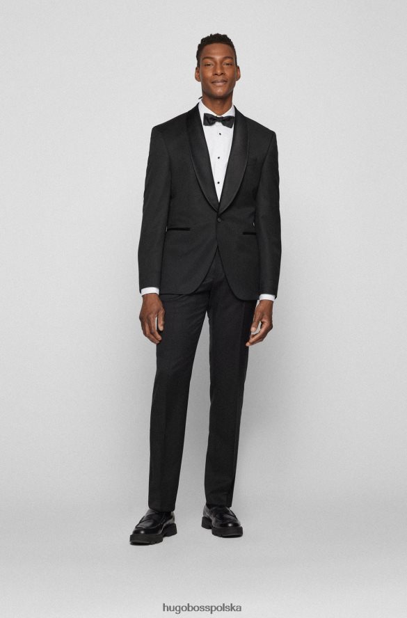 Hugo Boss Spodnie smokingowe o regularnym kroju z czystej wełny serge black hugo czarny R0X0H62351