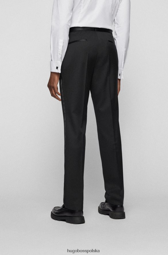 Hugo Boss Spodnie smokingowe o regularnym kroju z czystej wełny serge black hugo czarny R0X0H62351