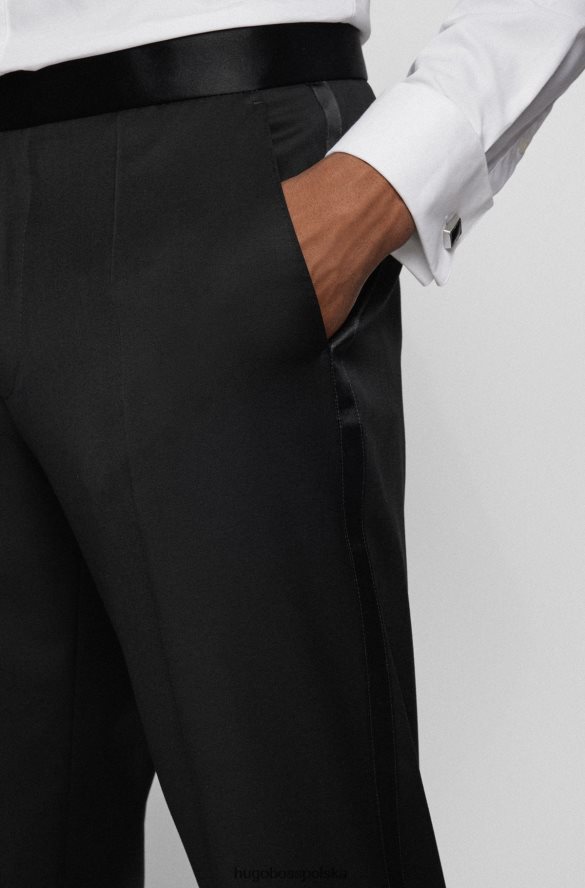 Hugo Boss Spodnie smokingowe o regularnym kroju z czystej wełny serge black hugo czarny R0X0H62351