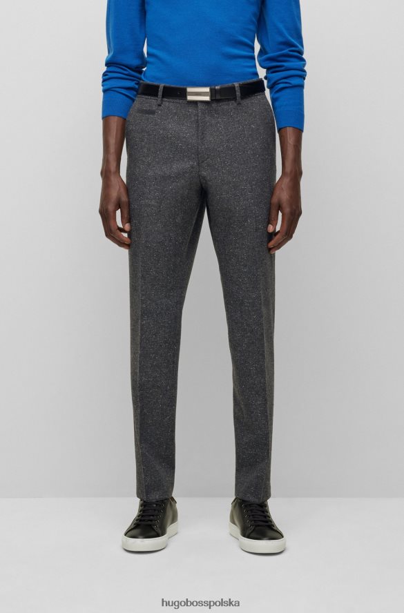 Hugo Boss Spodnie w mikrowzorek z mieszanki wełny z jedwabiem w kolorze ciemnoszarym hugo ciemno szary R0X0H62753