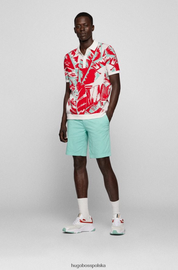 Hugo Boss Szorty hugo o dopasowanym kroju z elastycznej bawełny o diagonalnym splocie w kolorze jasnozielonym jasnozielony R0X0H64582