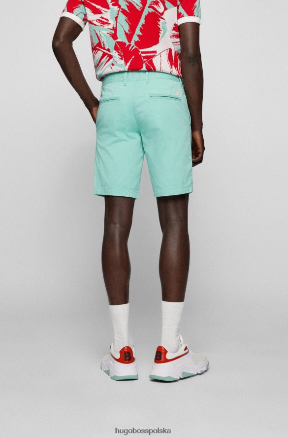 Hugo Boss Szorty hugo o dopasowanym kroju z elastycznej bawełny o diagonalnym splocie w kolorze jasnozielonym jasnozielony R0X0H64582