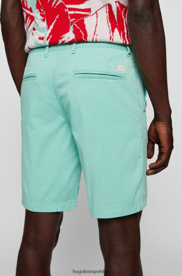 Hugo Boss Szorty hugo o dopasowanym kroju z elastycznej bawełny o diagonalnym splocie w kolorze jasnozielonym jasnozielony R0X0H64582