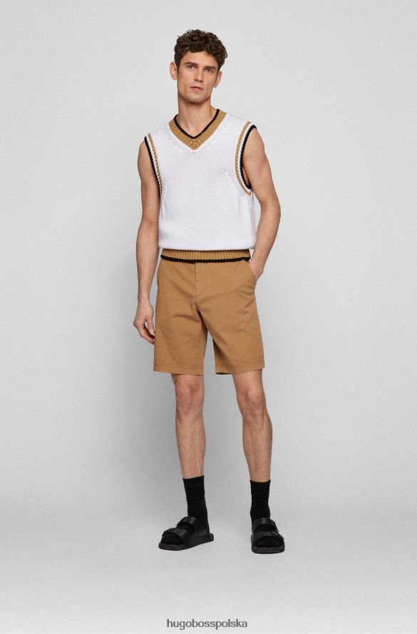 Hugo Boss Szorty o dopasowanym kroju z elastycznej bawełny o diagonalnym splocie hugo w kolorze beżowym beżowy R0X0H64560