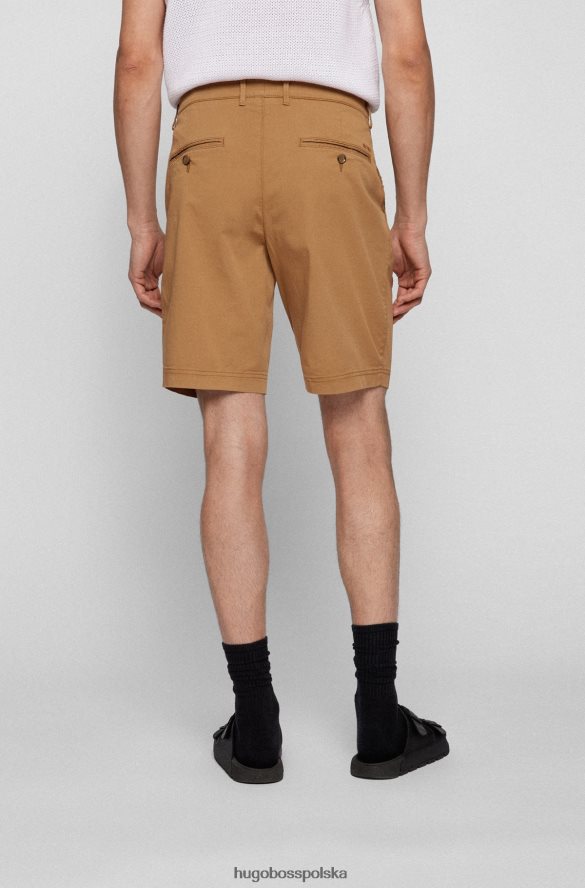 Hugo Boss Szorty o dopasowanym kroju z elastycznej bawełny o diagonalnym splocie hugo w kolorze beżowym beżowy R0X0H64560