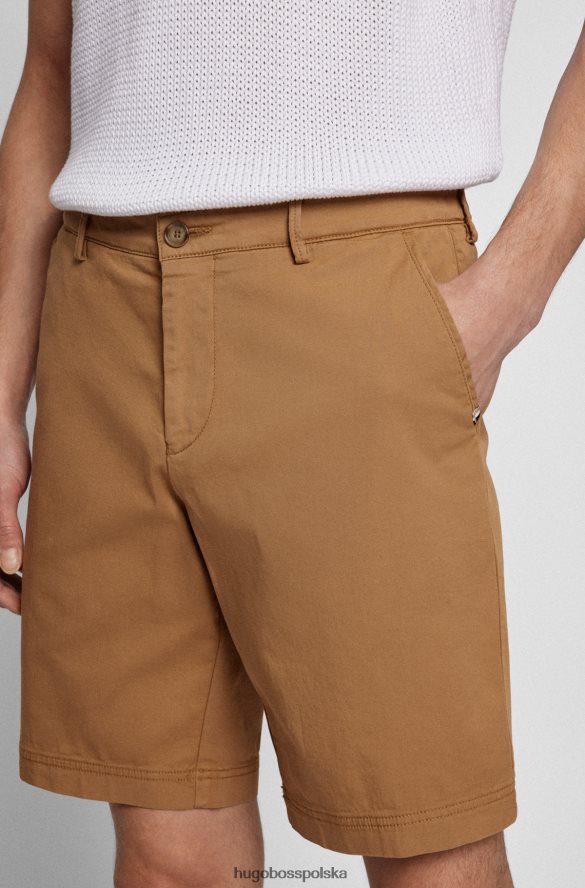 Hugo Boss Szorty o dopasowanym kroju z elastycznej bawełny o diagonalnym splocie hugo w kolorze beżowym beżowy R0X0H64560