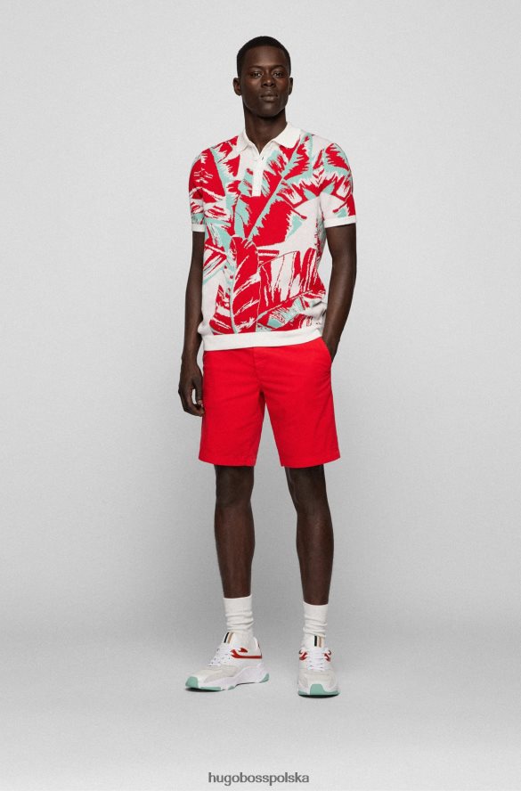 Hugo Boss Szorty o dopasowanym kroju z elastycznej bawełny o diagonalnym splocie hugo w kolorze czerwonym czerwony R0X0H64579