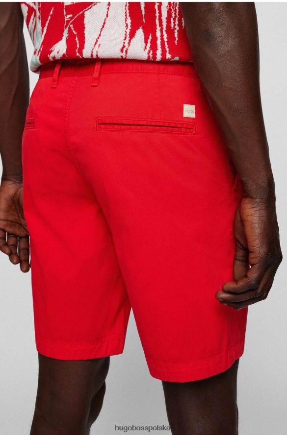 Hugo Boss Szorty o dopasowanym kroju z elastycznej bawełny o diagonalnym splocie hugo w kolorze czerwonym czerwony R0X0H64579