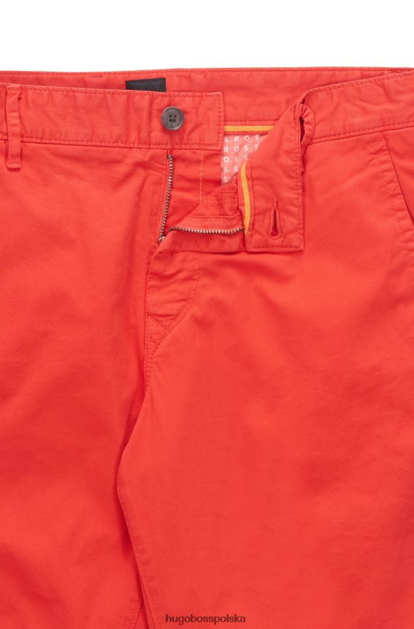 Hugo Boss Szorty o dopasowanym kroju z elastycznej bawełny o diagonalnym splocie hugo w kolorze czerwonym czerwony R0X0H64579