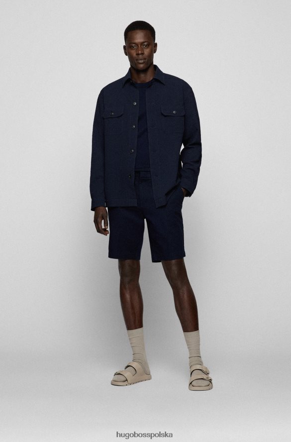 Hugo Boss Szorty o dopasowanym kroju ze strukturalnej, elastycznej bawełny Hugo w kolorze ciemnoniebieskim ciemny niebieski R0X0H63777