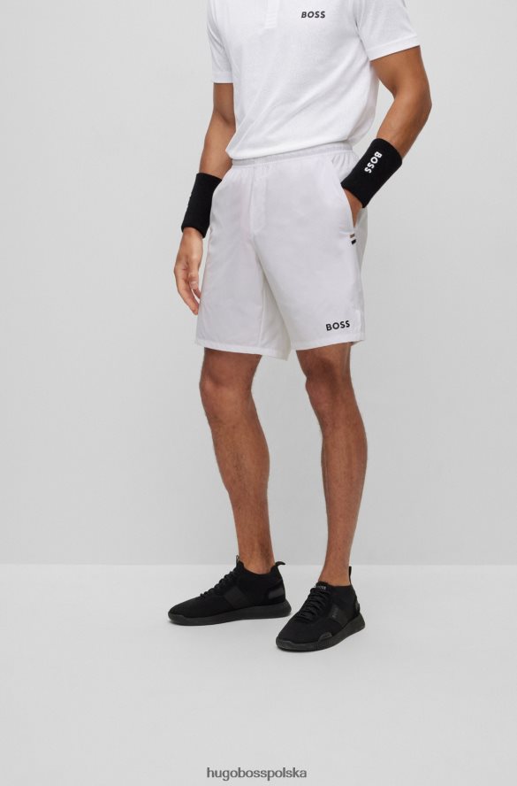 Hugo Boss Szorty x Matteo Berrettini z elastycznego materiału z detalami z logo i akcentami z siateczki biały R0X0H63199