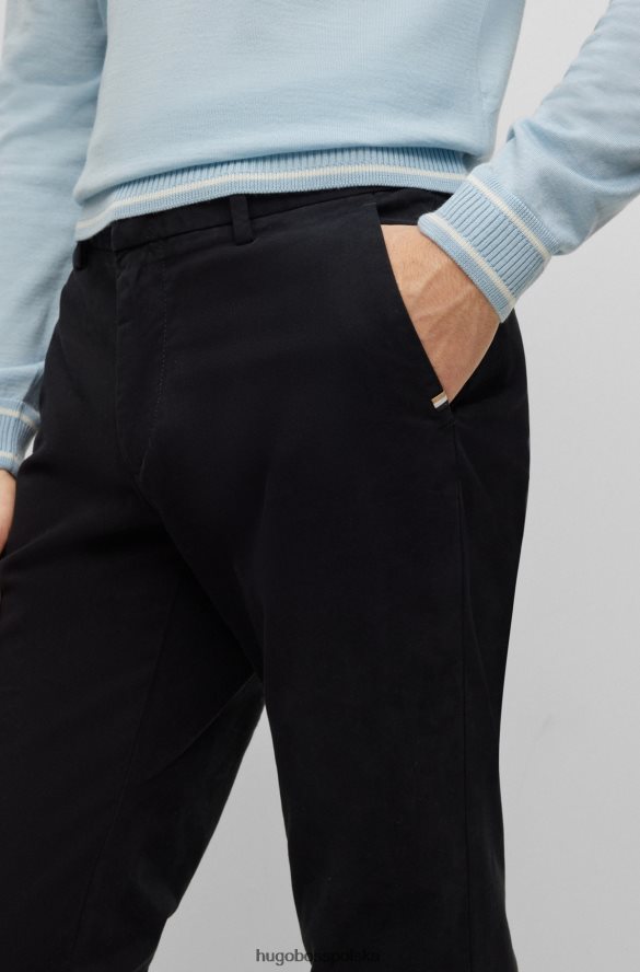 Hugo Boss Wąskie chinosy z elastycznej bawełny gabardynowej hugo w kolorze czarnym czarny R0X0H62933