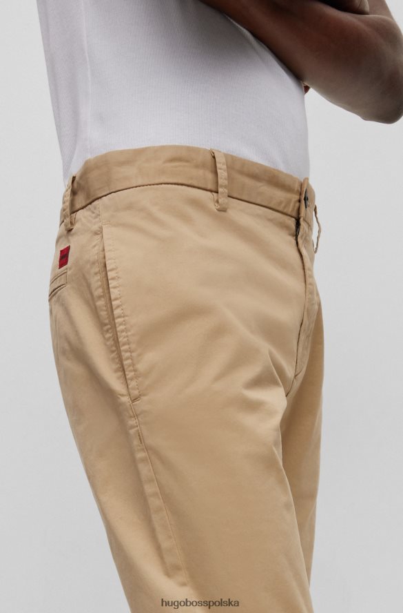 Hugo Boss Wąskie chinosy z elastycznej bawełny gabardynowej w kolorze beżowym hugo beżowy R0X0H62501