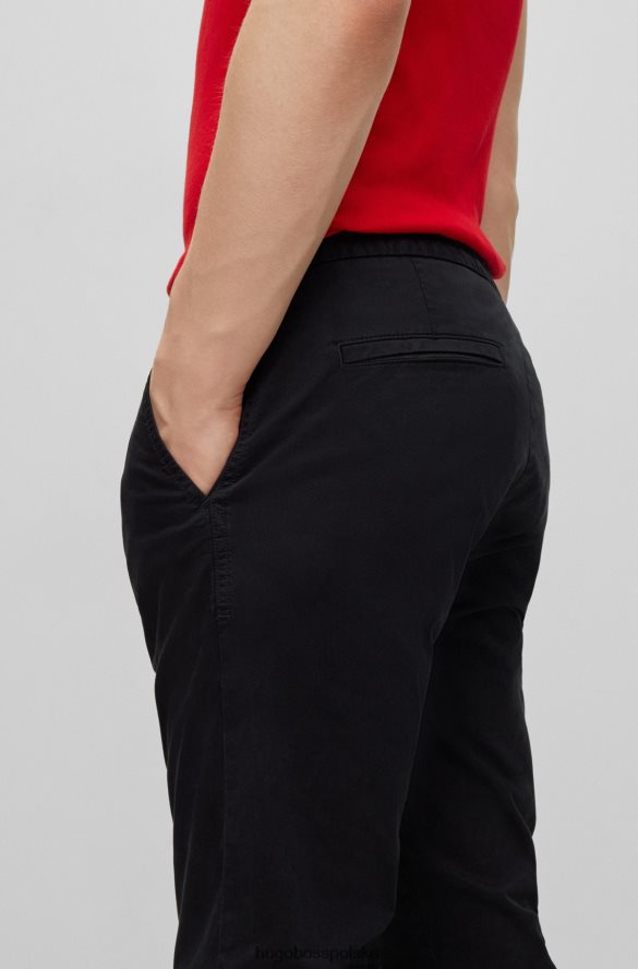 Hugo Boss Wąskie chinosy z mankietami, wykonane z elastycznej bawełny gabardynowej w kolorze czarnym hugo czarny R0X0H62694