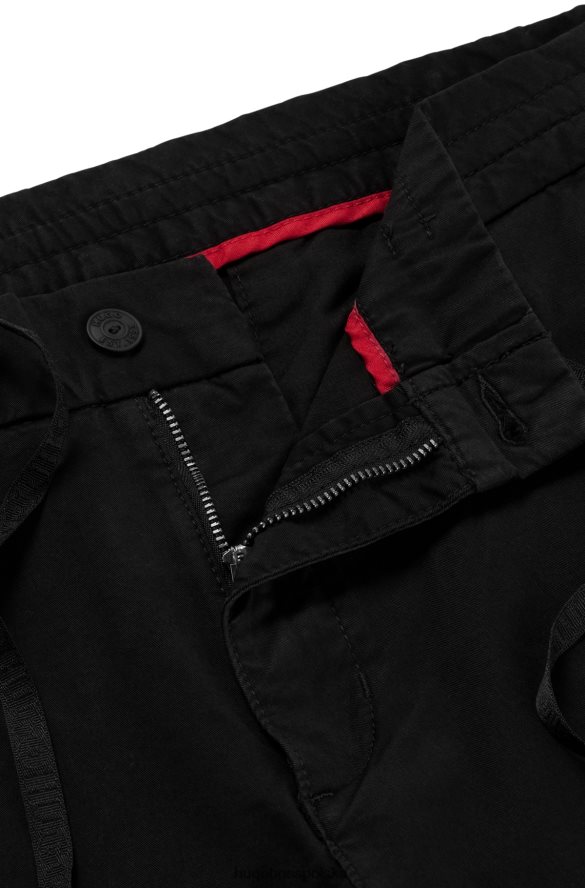 Hugo Boss Wąskie chinosy z mankietami, wykonane z elastycznej bawełny gabardynowej w kolorze czarnym hugo czarny R0X0H62694
