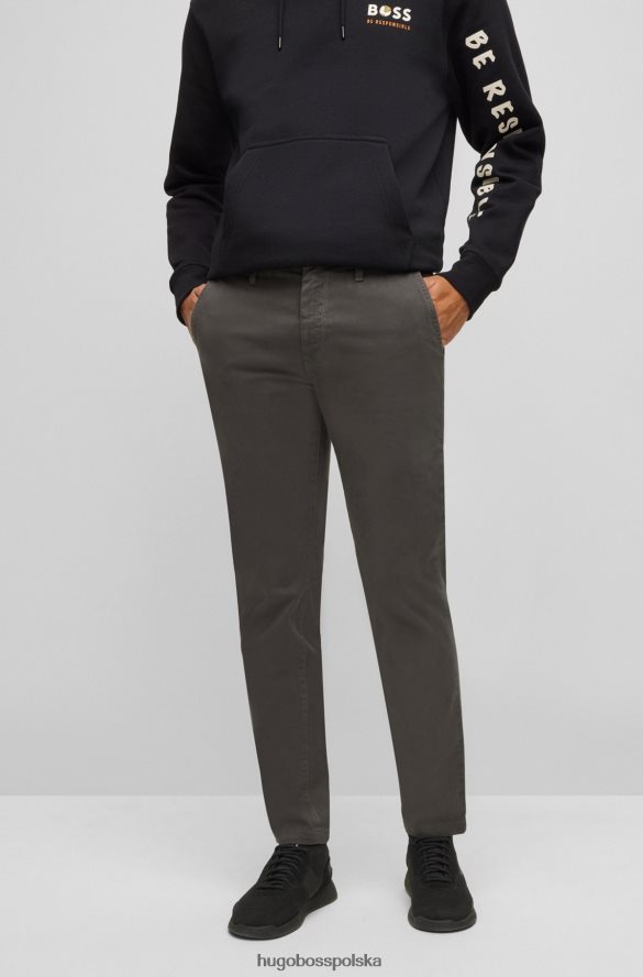 Hugo Boss Zwężane chinosy z barwionej, elastycznej satyny bawełnianej hugo w kolorze ciemnoszarym ciemno szary R0X0H61267