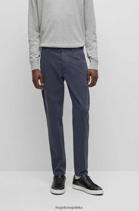 Hugo Boss Zwężane chinosy z barwionej, rozciągliwej satyny bawełnianej w ciemnoniebieskim kolorze hugo ciemny niebieski R0X0H61259