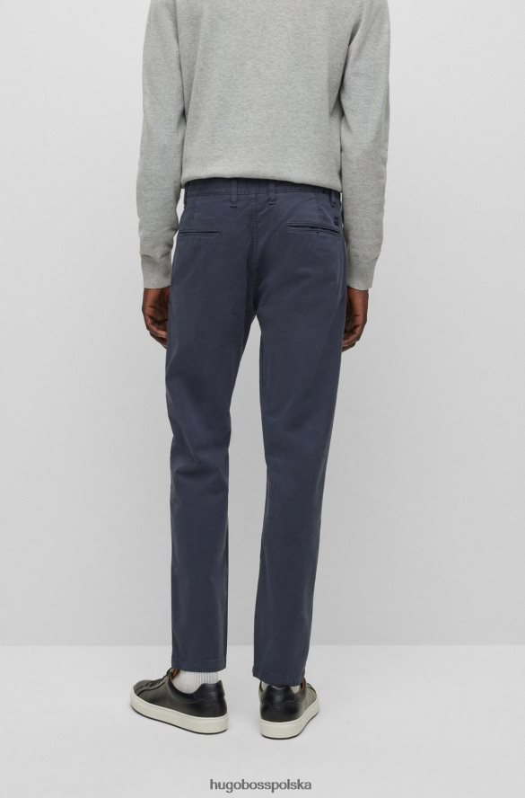 Hugo Boss Zwężane chinosy z barwionej, rozciągliwej satyny bawełnianej w ciemnoniebieskim kolorze hugo ciemny niebieski R0X0H61259